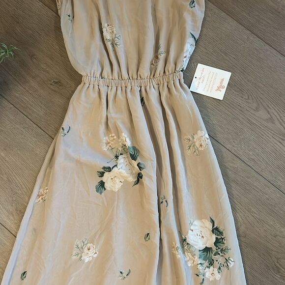 NWT SHOW ME YOUR MUMU KENDALL MAXI DRESS FLORAL BOUQUET BEIGE SIZE XXS - Picture 6 of 9